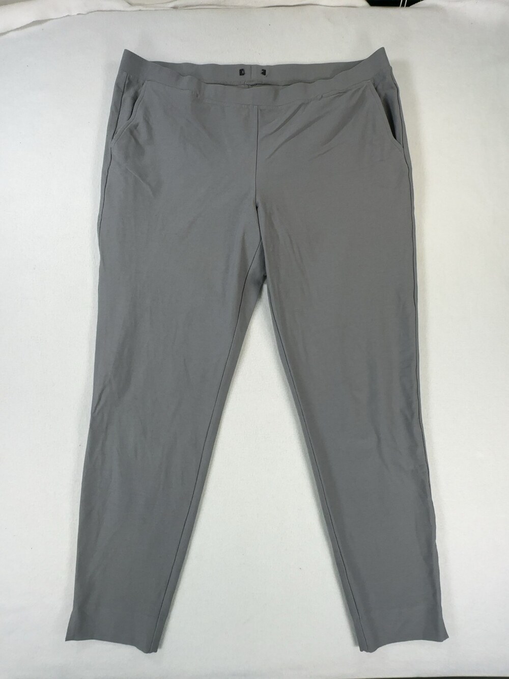 Eileen Fisher Slim Ankle Pant Viscose Nylon Spandex Gray Women's Size Large